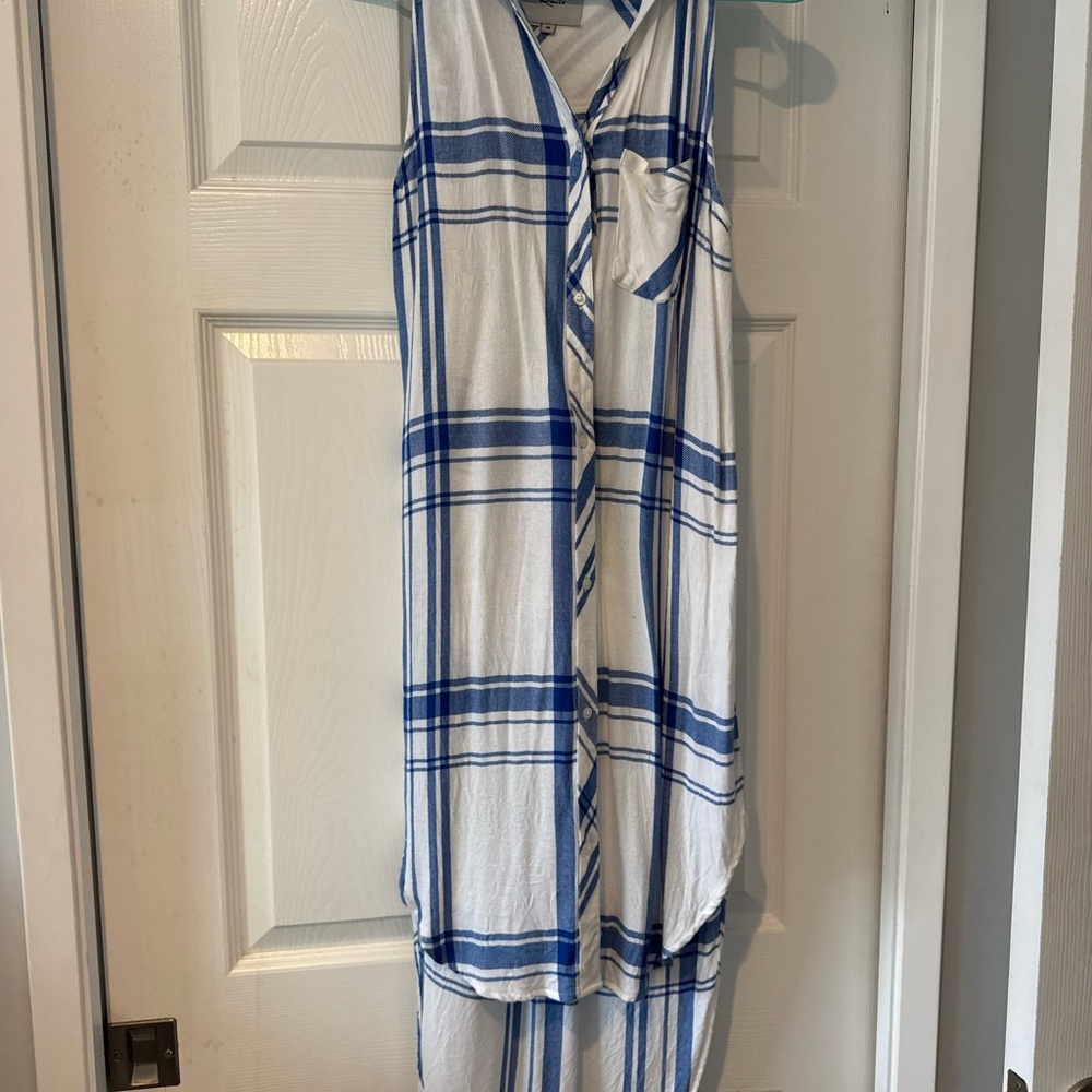 Rails Blue and White Checkered Sleeveless Dress